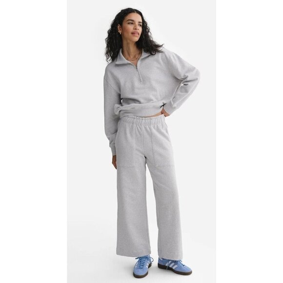 Mate The Label Organic Fleece Wide Leg Pant Heather Flax X-Large MSRP $138 - Picture 8 of 9